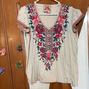 Johnny Was Los Angeles embroidered top size small